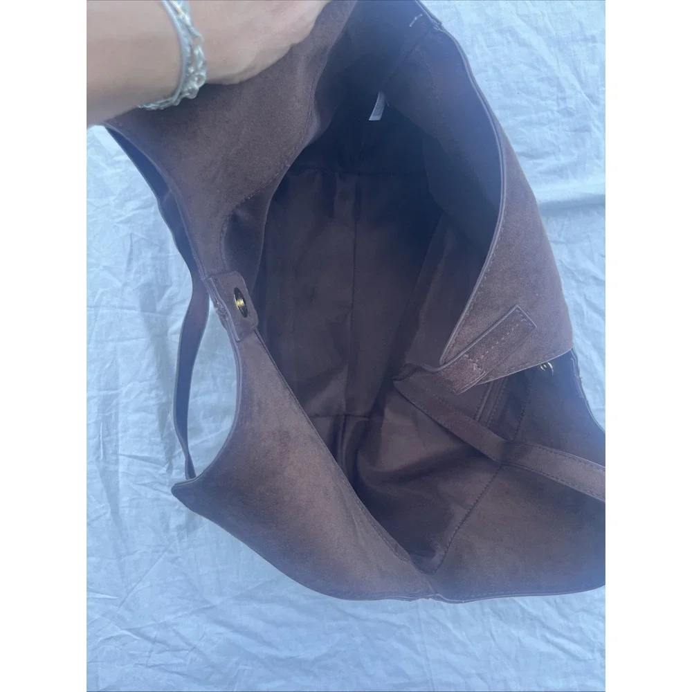 Universal Thread Faux Suede Hobo Shoulder Bag Cognac Brown Large Tote